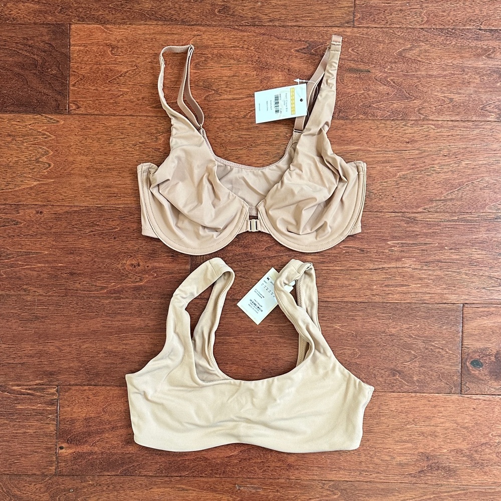 Two Bras. Elegant Beige Women's Bra Set